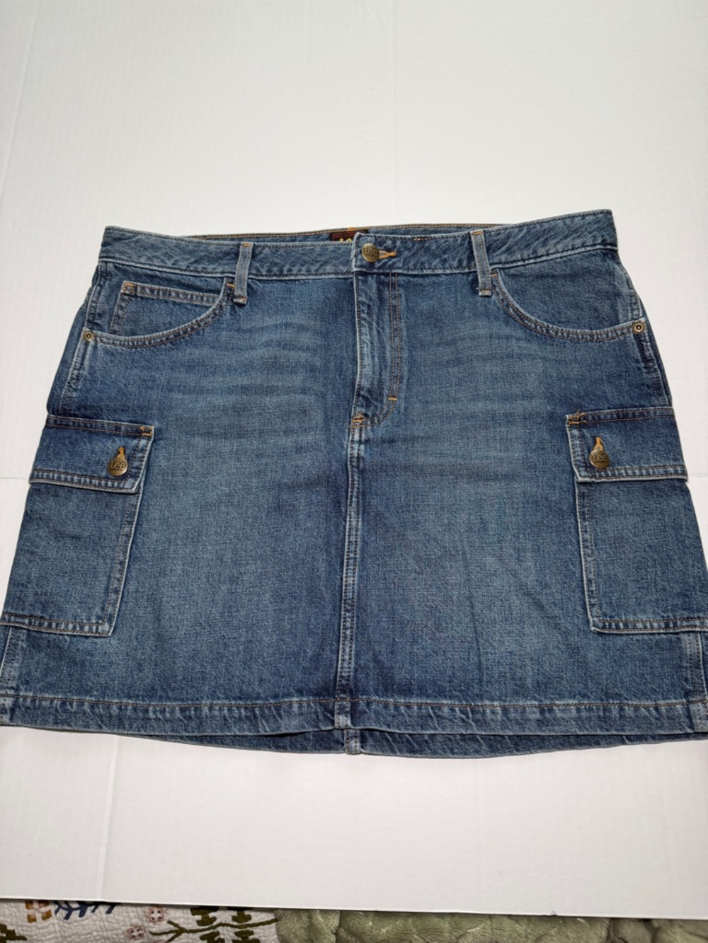 Lee Blue Denim Mini Skirt with Cargo Pockets